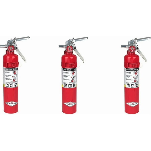 Amerex B417, 2.5lb ABC Dry Chemical Class A B C Fire Extinguisher, with Wall Bracket (3-Pack)