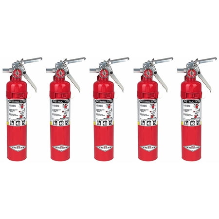 Amerex B417T, 2.5lb ABC Dry Chemical Class A B C Fire Extinguisher with Vehicle Bracket (5 Pack)