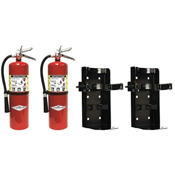 Amerex B456 10lb ABC Dry Chemical Fire Extinguisher w/ Heavy Duty Vehicle Bracket - 2pk