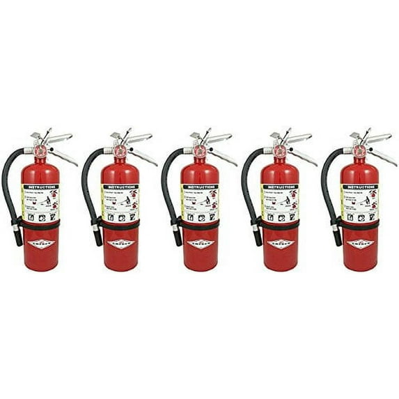 Amerex B500, 5lb ABC Dry Chemical Class A B C Fire Extinguisher (5, 7.25" W X 4.25" D X 15.25" H) Tagged Ready For Fire Inspections