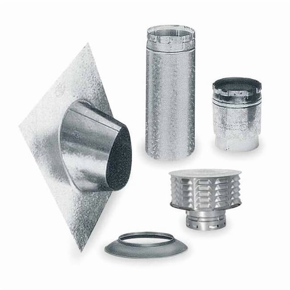 Gas Vent Pipe Kit, Snap Lock, Smooth, 90 Degrees 5EK