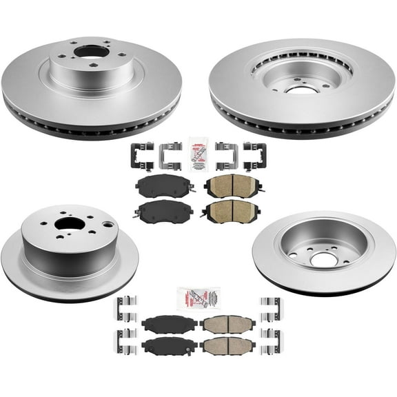 AmeriBRAKES Coated Front & R Disc Brake Rotors & Pads For 14-18 Subaru Forester