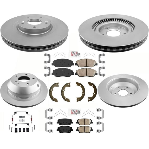 AmeriBRAKES GEO Coated Disc Brake Rotors Pads Kit For Hyundai Santa Fe XL 17-19
