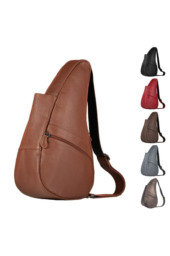 15" Leather Crossbody Sling Healthy Back Bag (Chestnut)