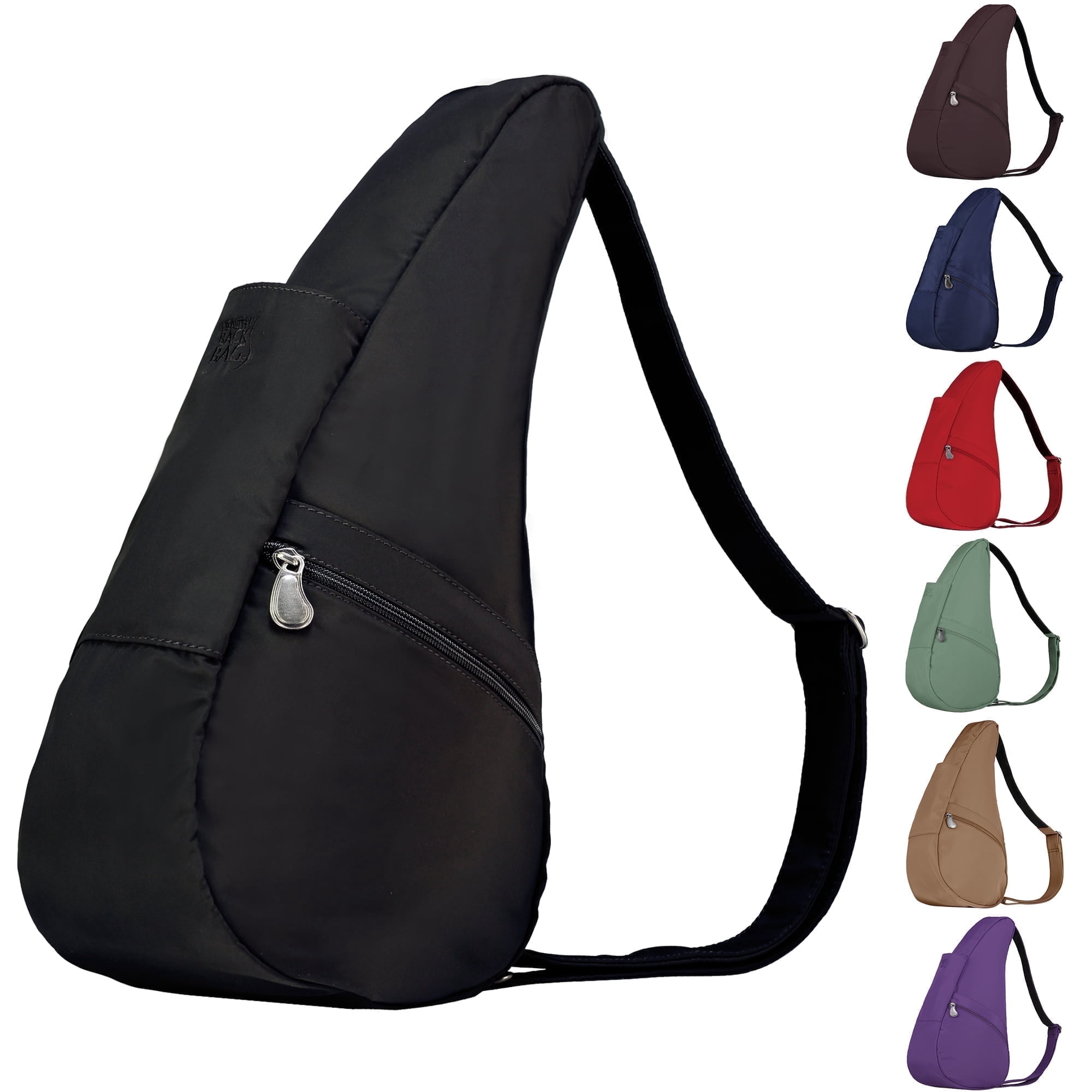 AmeriBag 15" Microfiber Crossbody Sling Healthy Back Bag (Black)