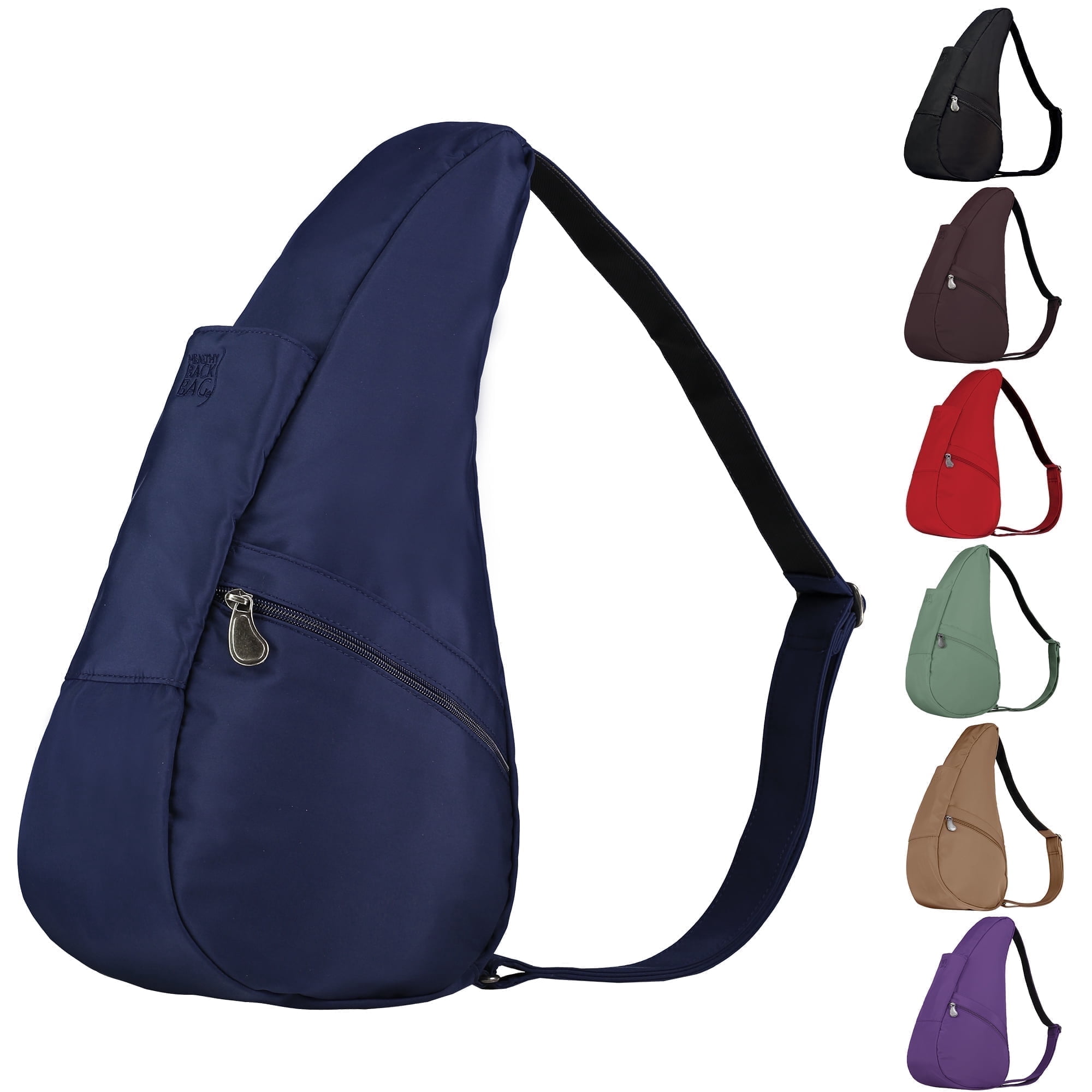 AmeriBag 15" Microfiber Crossbody Sling Healthy Back Bag (Navy)