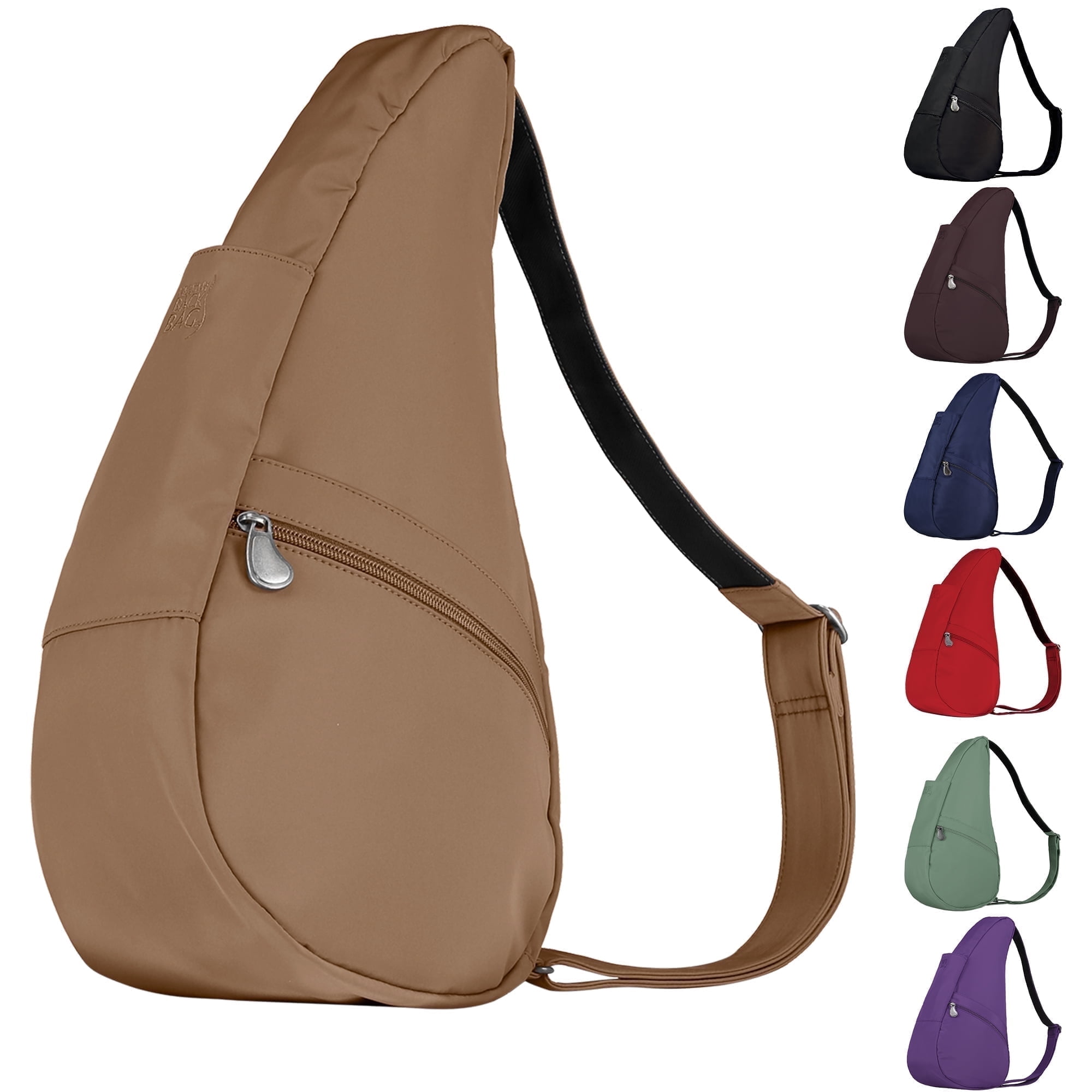 AmeriBag 15" Microfiber Crossbody Sling Healthy Back Bag (Taupe)