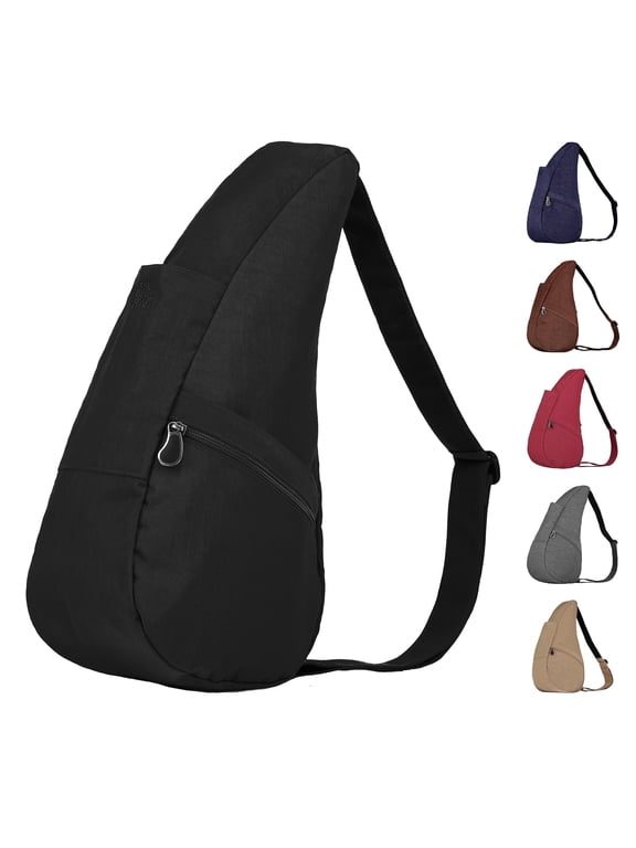 15" Nylon Crossbody Sling Healthy Back Bag (Black)
