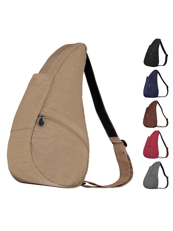 15" Nylon Crossbody Sling Healthy Back Bag (Taupe)
