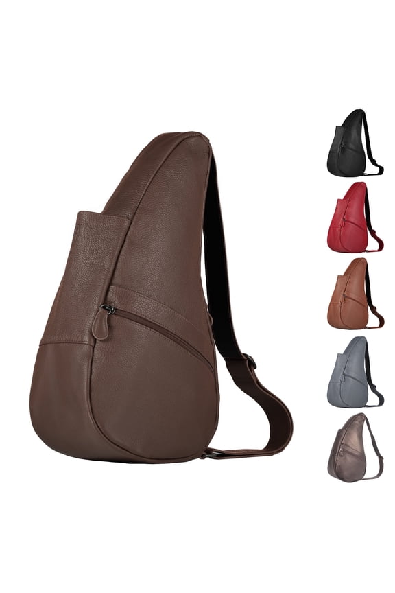 17" Leather Crossbody Sling Healthy Back Bag (Espresso)