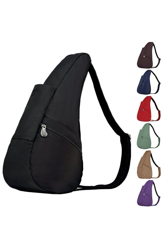 17" Microfiber Crossbody Sling Healthy Back Bag (Black)