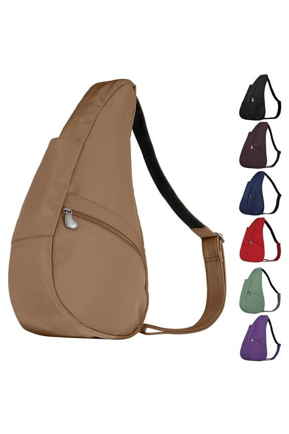 17" Microfiber Crossbody Sling Healthy Back Bag (Taupe)