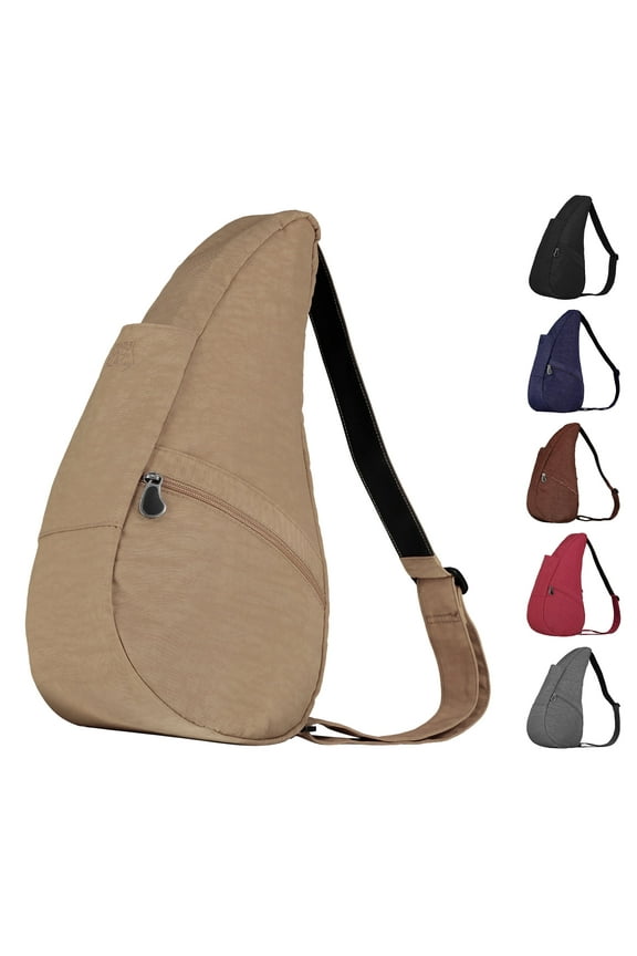 17" Nylon Crossbody Sling Healthy Back Bag (Taupe)