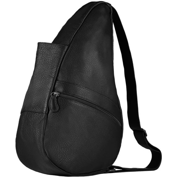 AmeriBag 19" Leather Crossbody Sling Healthy Back Bag (Black)