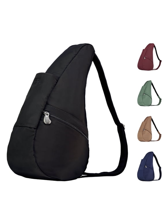 19" Microfiber Crossbody Sling Healthy Back Bag (Black)