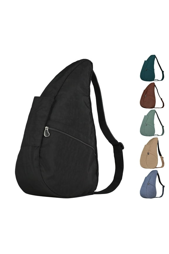 19" Nylon Crossbody Sling Healthy Back Bag (Black)