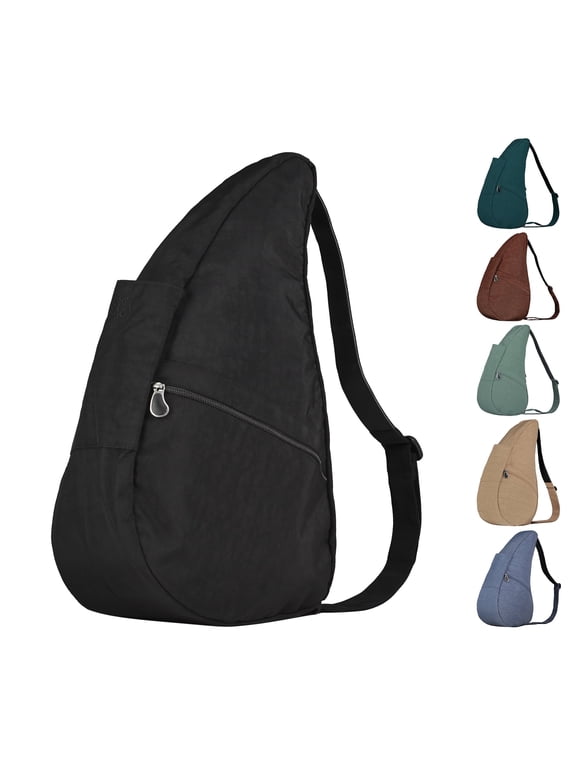 19" Nylon Crossbody Sling Healthy Back Bag (Black)