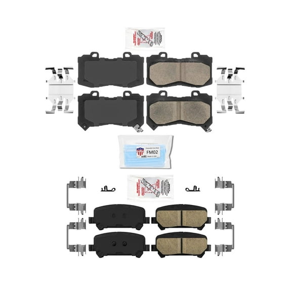 AmeriBrakes Front Rear Ceramic Pads w hardware for 2015-2020 Chevrolet Colorado