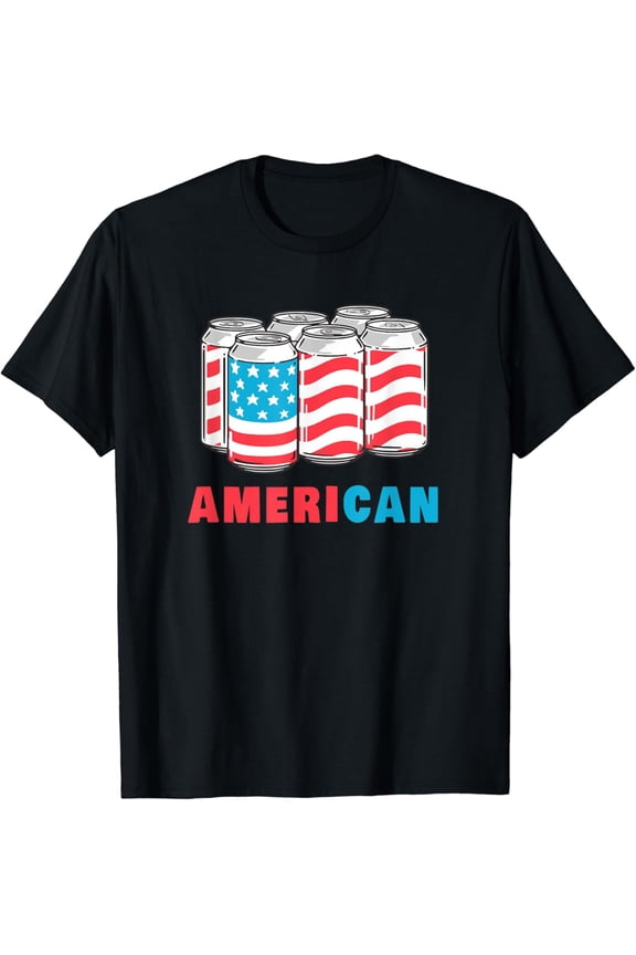 AmeriCan Funny 4th of July Beer Patriotic USA Flag Merica T-Shirt