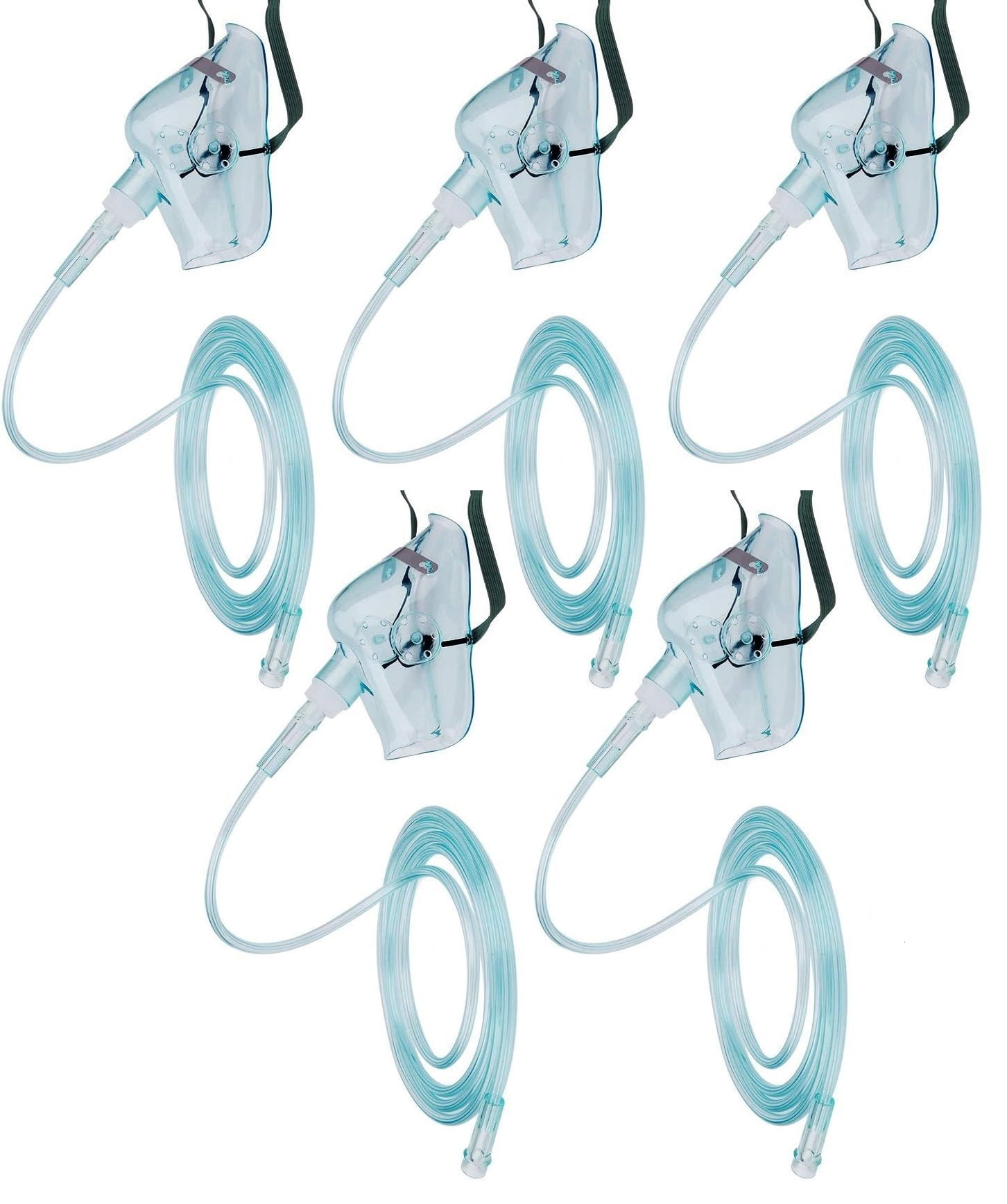 AmeriCan Goods 5/Pack Standard Connector 7' Soft Oxygen Mask Medium Adult, Latex Free