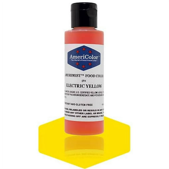 AmeriColor AmeriMist Electric Yellow, 4.5 Ounce, Airbrush Food Color