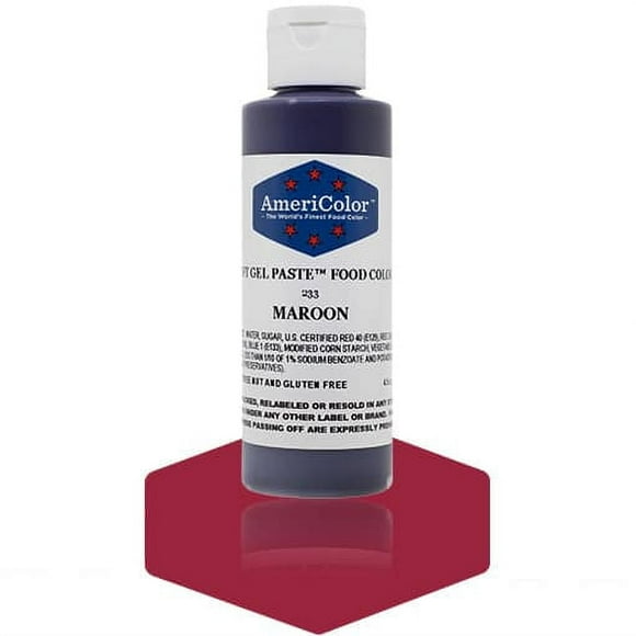AmeriColor, Soft Gel Paste Food Color, Maroon 4.5 oz