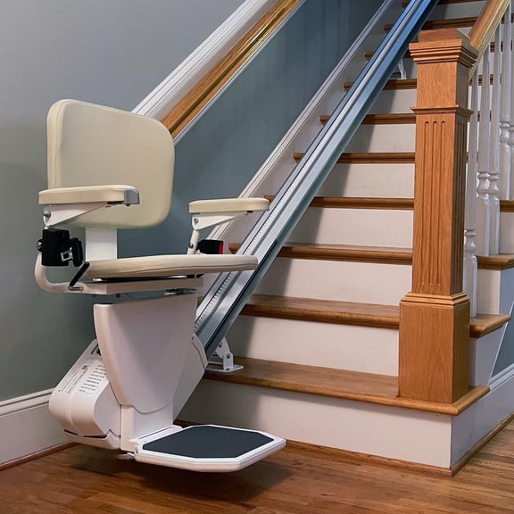 AmeriGlide Rave 2 Self Installable Stair Lift, 350lb Capacity, Flip-Up Swivel Seat, Footrest Sensor