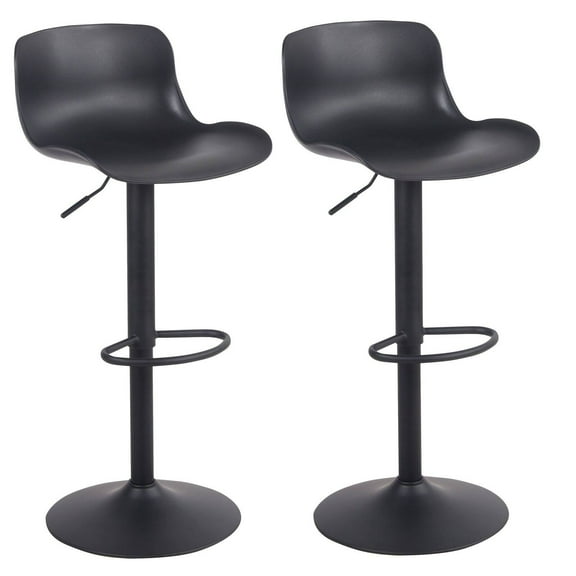 AmeriHome 2 Piece Black Finish Plastic Full Back Adjustable Height Bar Stools