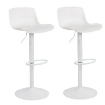 AmeriHome 2 Piece Plastic Adjustable Height Solid White Full Back Bar Stool