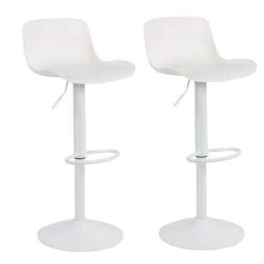 AmeriHome 2 Piece Plastic Adjustable Height Solid White Full Back Bar Stool