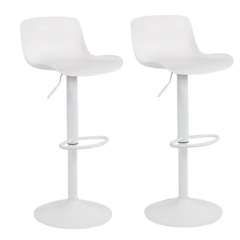 Amerihome Adjustable Height Solid Color Monochromatic Bar Stool Set White