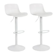 AmeriHome 2 Piece Plastic Adjustable Height Solid White Full Back Bar Stool