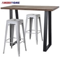 thumbnail image 1 of AmeriHome 3 Piece Acacia Wood Top Pub Table with 30 inch Matte Silver Bar Stools, 1 of 11