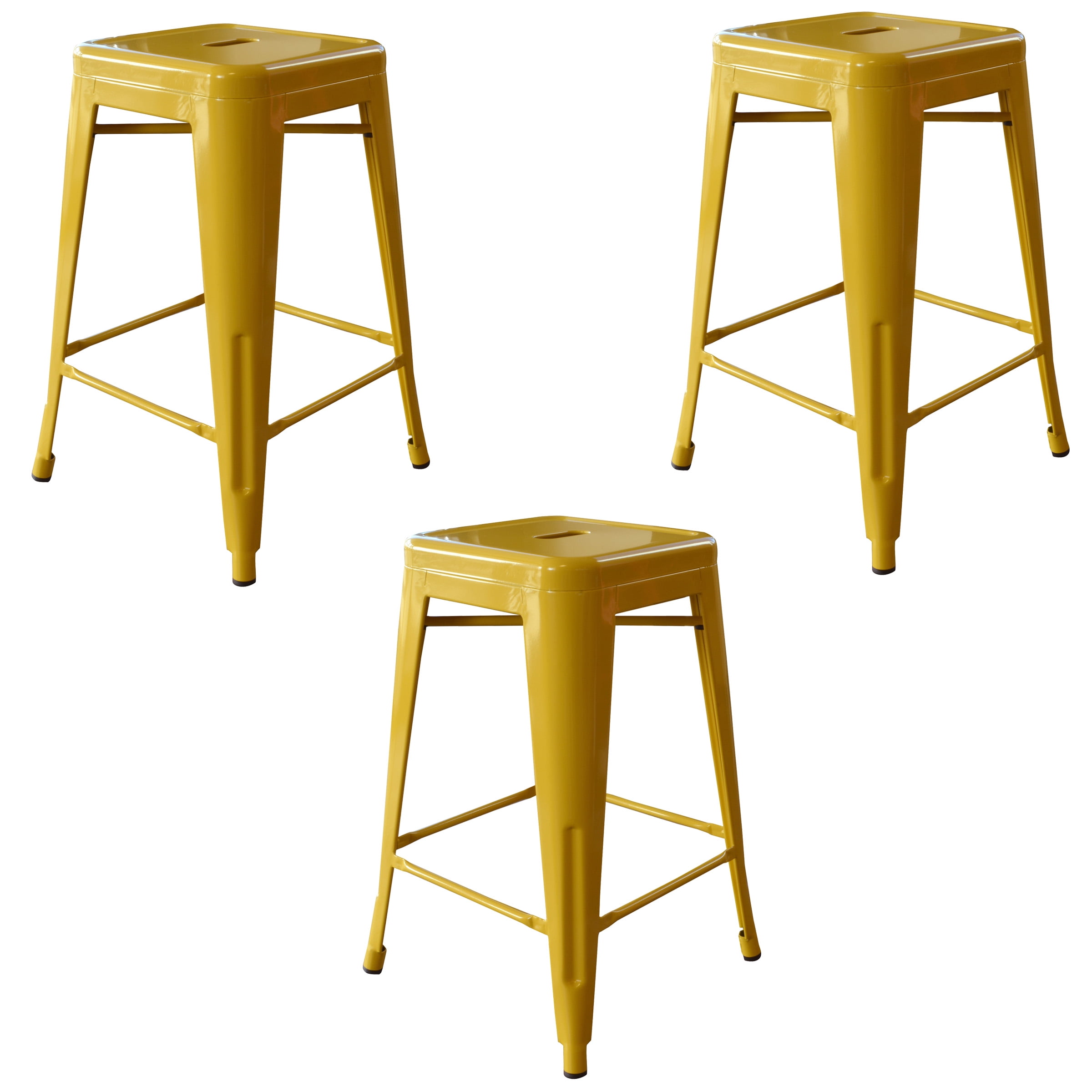 AmeriHome 3 Piece Gold Finish 24-inch Metal Backless Bar Stools