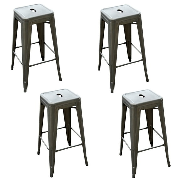 AmeriHome 4 Piece Gunmetal Finish 30-inch Metal Backless Bar Stools