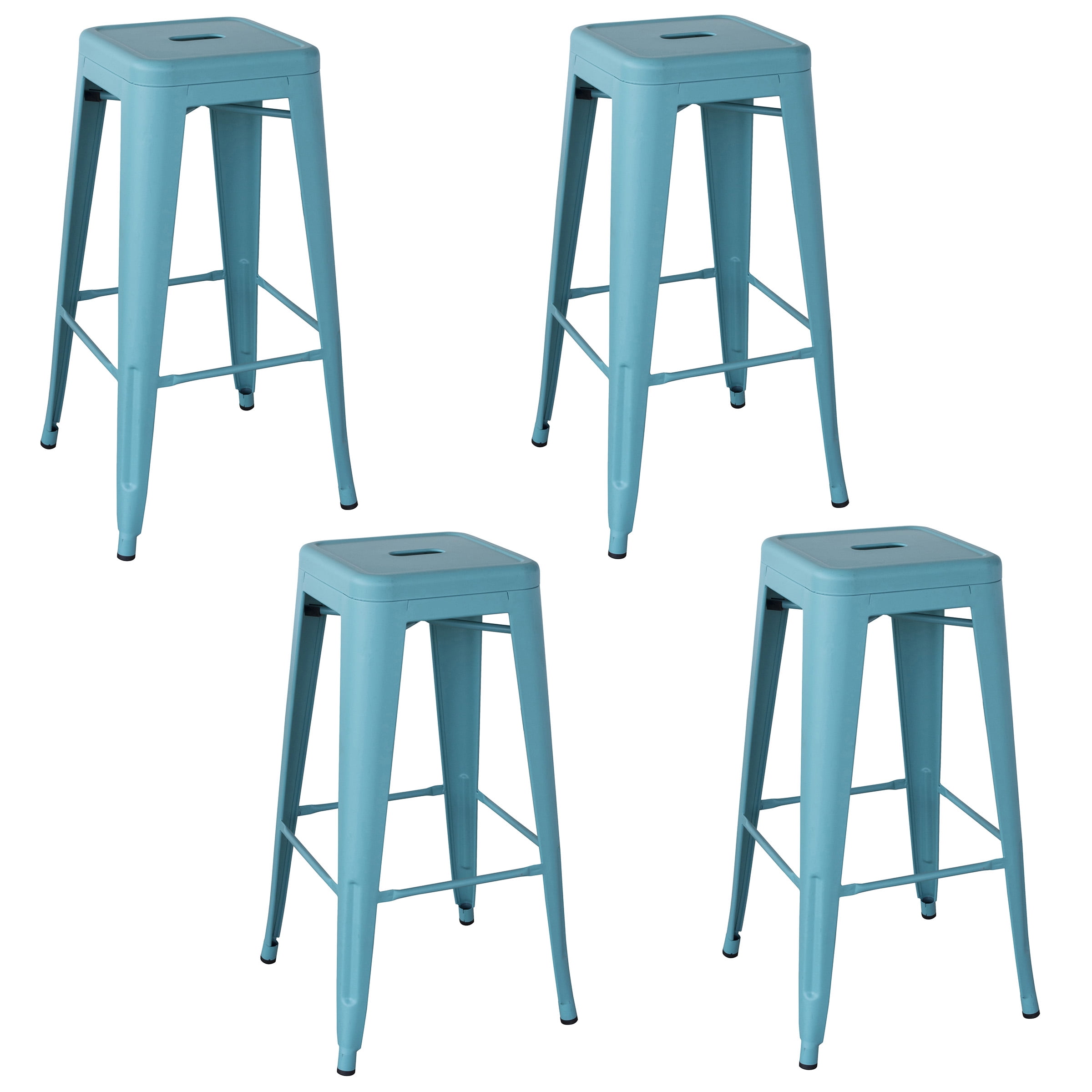 AmeriHome 4 Piece Teal Finish 30 inch Metal Backless Bar Stools for Kitchen, Office, Garage