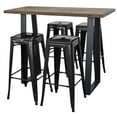 thumbnail image 1 of AmeriHome 5 Piece Acacia Wood Top Pub Table with 30 inch Black Metal Backless Bar Stools, 1 of 5