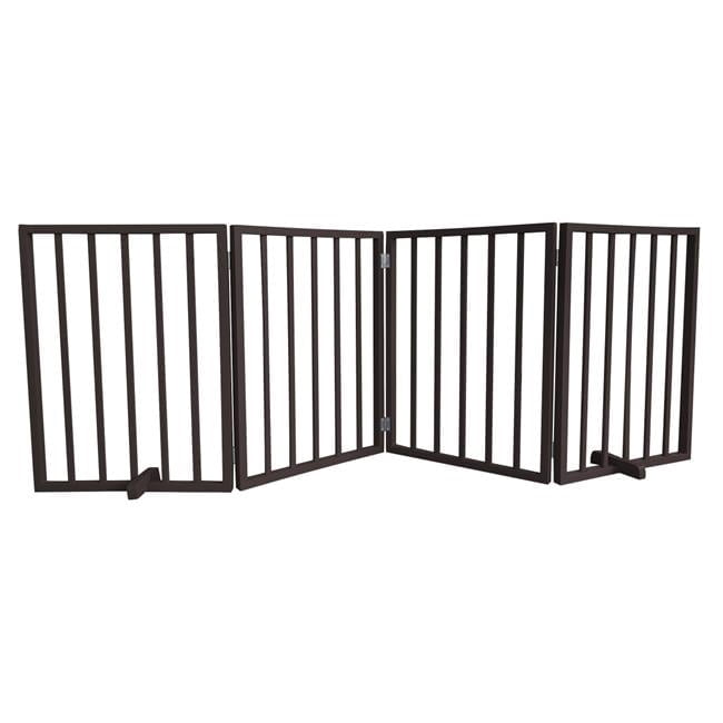 AmeriHome WFPGB4 72 in. Freestanding 4-Panel Folding Wood Pet Gate - Brown