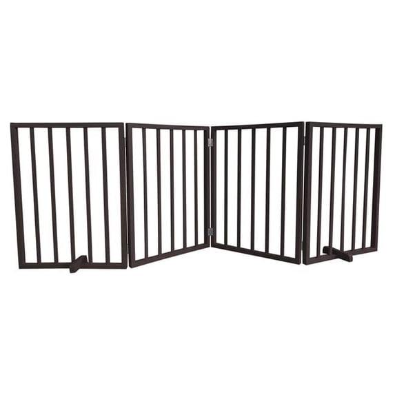 AmeriHome WFPGB4 72 in. Freestanding 4-Panel Folding Wood Pet Gate - Brown