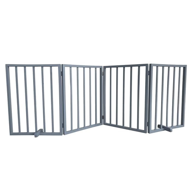 AmeriHome WFPGG4 72 in. Freestanding 4-Panel Folding Wood Pet Gate - Grey