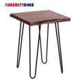 thumbnail image 1 of AmeriHome  Acacia Live Edge End Table with Hair Pin Legs, Brown & White, 1 of 5