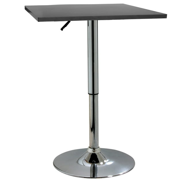 AmeriHome Adjustable Bar Height Table with Black Finish Wood Top