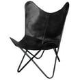 thumbnail image 1 of AmeriHome BFCLCBLK Natural Leather Butterfly Chair, Black, 1 of 2