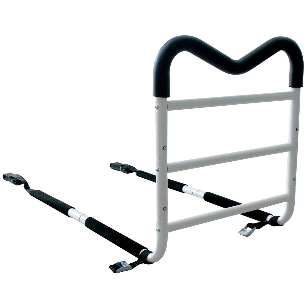 Adjustable Black and White Bed Assist Rail with M-Handle
