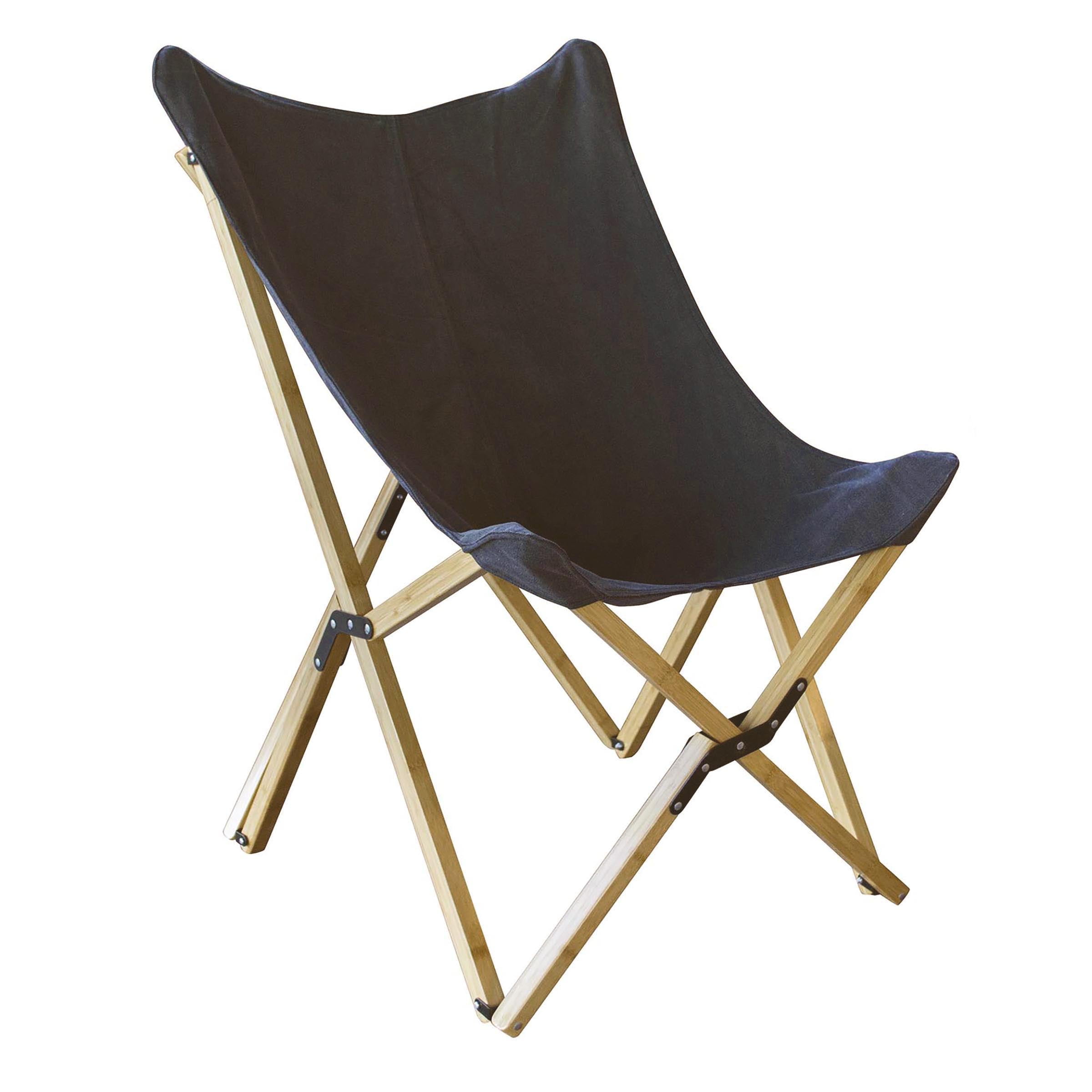 AmeriHome Canvas and Bamboo Butterfly Chair - Black - Walmart.com