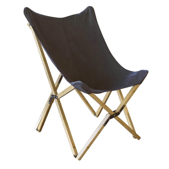 AmeriHome Canvas and Bamboo Butterfly Chair - Black