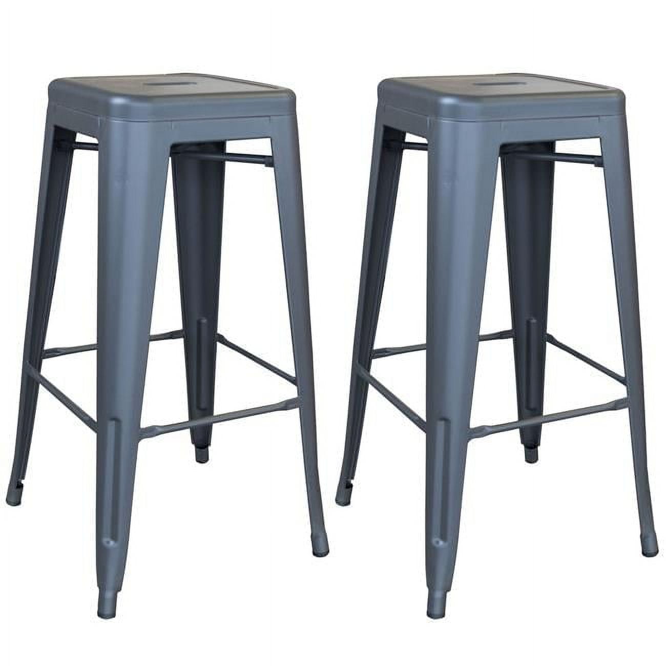 Gunmetal Silver 30" Metal Stackable Bar Stools Set