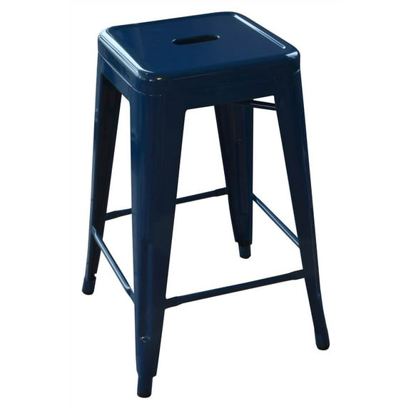 AmeriHome Loft 24" Metal Bar Stool, Blue