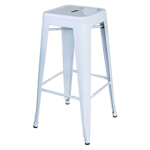 AmeriHome Loft 30" Metal Bar Stool, White