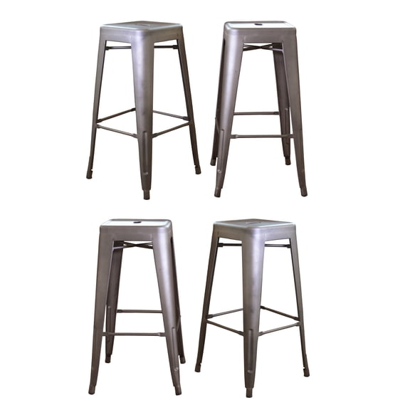 AmeriHome Loft Metal 30" Bar Stool, Gun Metal, Set of 4